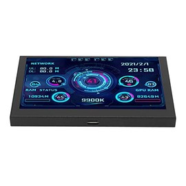 Pc Temperature Display, 5In Pc Sensor Panel Display CPU Data Monitor IPS USB Type C Temp Monitor for Aida64, Pc CPU Gpu Data Monitor, Pc Case Accessories