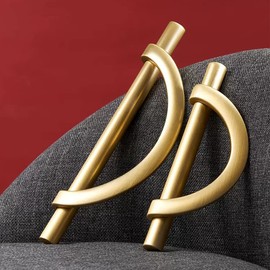 DAPANIY Brushed Gold Cabinet Pulls Drawer Pulls, Half Moon Shape Cabinet Pulls Gold Dresser Handles, Kitchen Cupboard Drawer Handles Antique Door Handles, 8Packs ‎3.75in