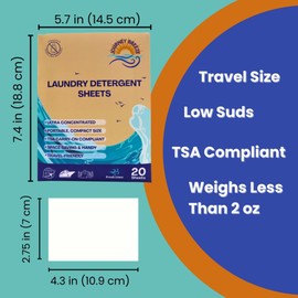 Travel Laundry Detergent Sheets and Travel Laundry Bag – Laundry Detergent Sheets 60-Count for Hand Wash or Machine Wash, Dirty Clothes Foldable Laundry Bag for Hotels, Cruises & Suitcases
