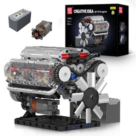 Mould King 10088 Technik V-8 Engine Building Blocks Model, 535 Pieces Engine Model Kit Building Block Set as Toy/Gift/Collectibles
