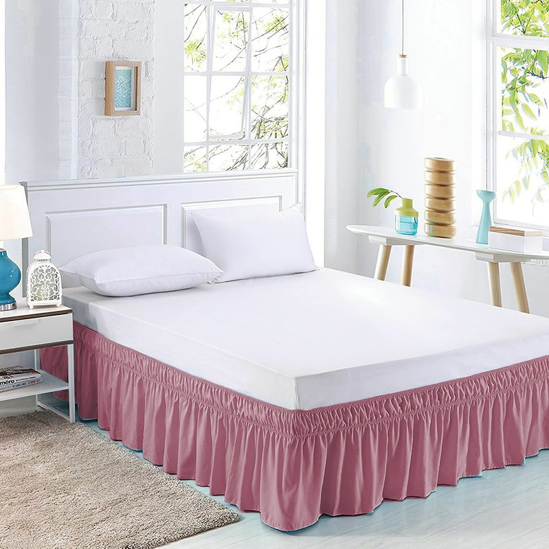 apott Pink Bed Skirt Wrap Around Bedskirt Dust Ruffle 14