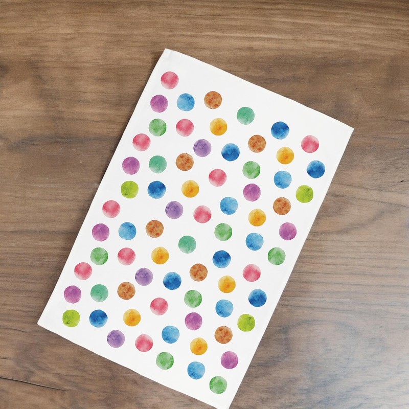 Purely Home Polka Dots Tea Towel - Multicoloured Rainbow Spots