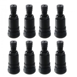 Pack of 8 Black Metal Valves, Steel Valves, Universal Rim Valves, Tyre Valves, Car Tyre Valves, Metal Valves for Alloy Wheels - 11.3 mm