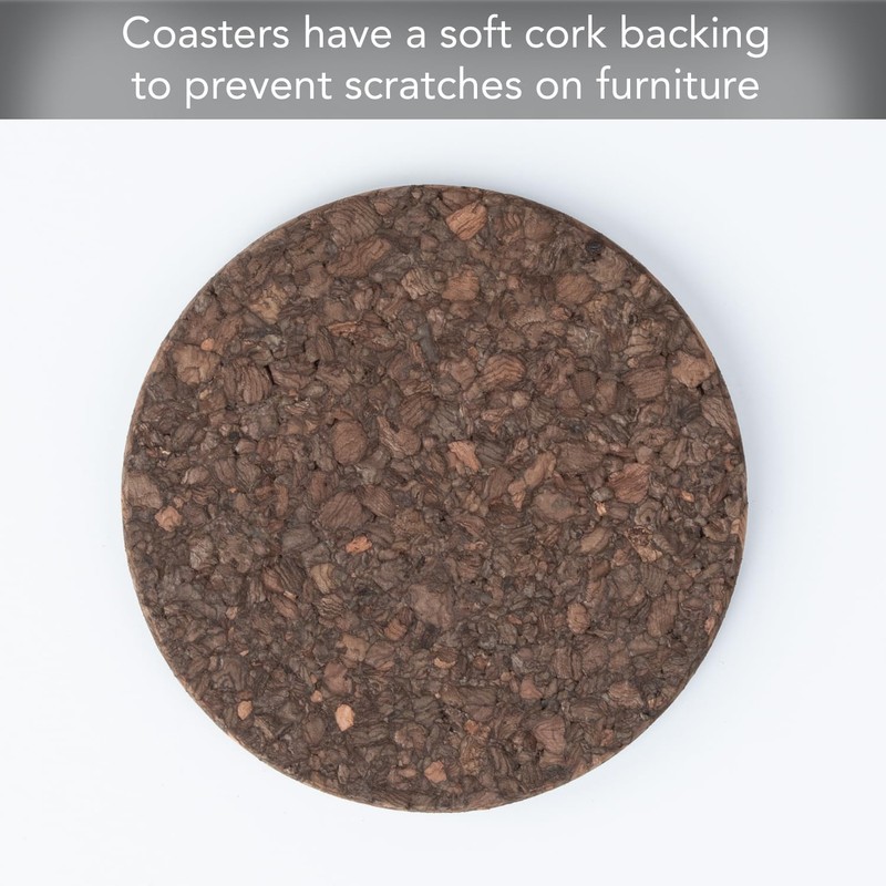 Thirstystone Set of 6 Thick Dark Cork Coasters in Attractive