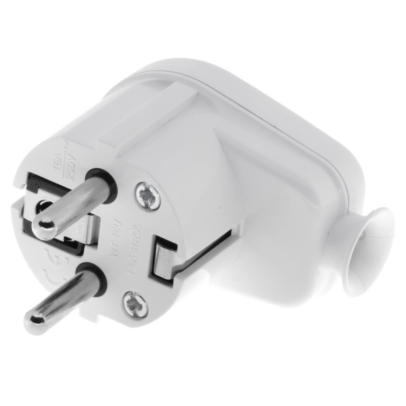5 Stück KEL Winkelstecker Uni-Schuko, abgewinkelter und zerlegbar, 2p+Z Schuko