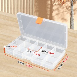 Moon Magpie 2PACK Extra Thick Bead Organizers, Mini Clear Plastic Storage Box Craft Containers for Nail jewelry rhinestones DIY Supply Case