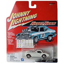 Johnny Lightning '57 Vette Gasser, Rebel Rods [White]