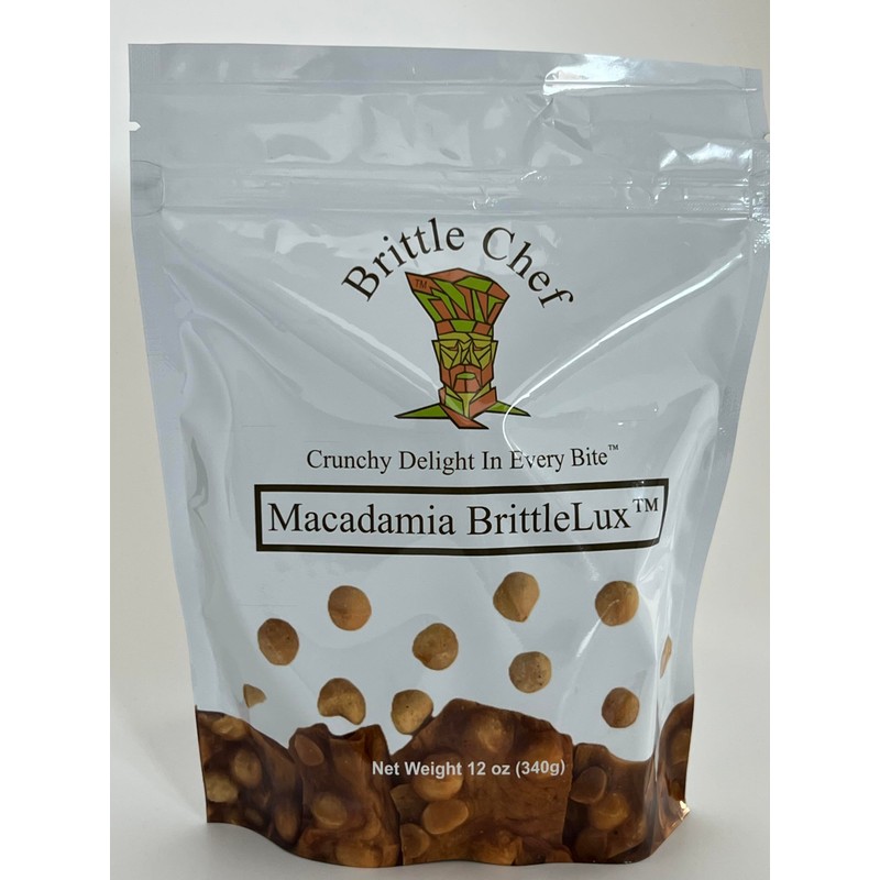 Brittle Chef Macadamia BrittleLux, Premium Nut Brittle Candy, 12 oz