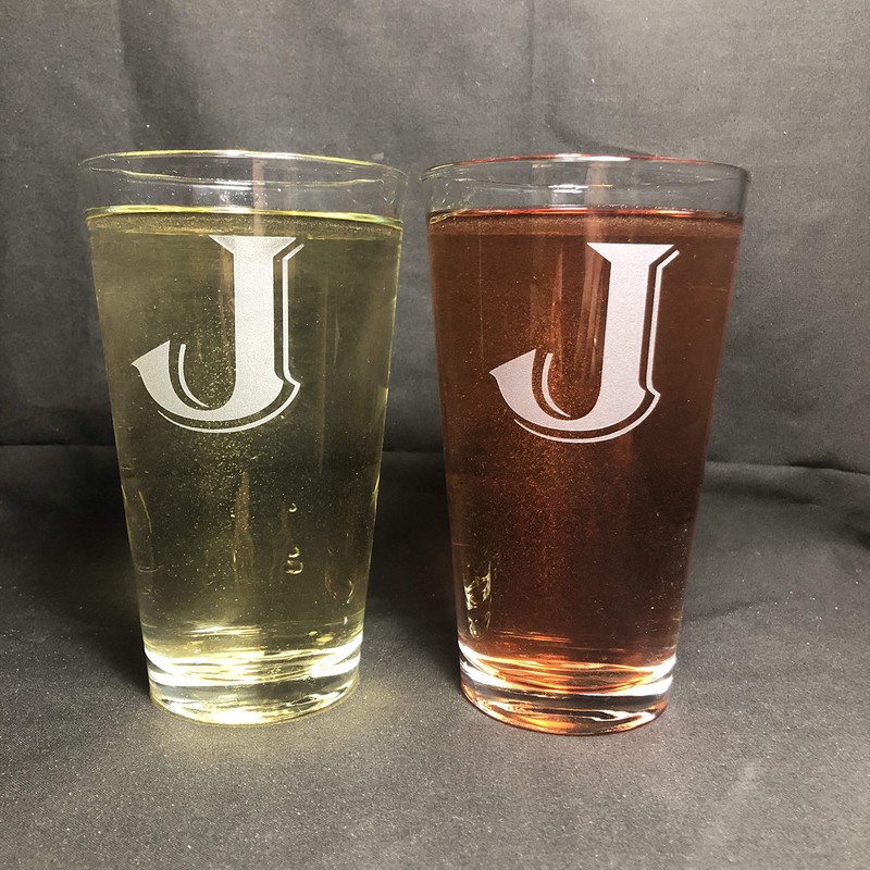 alankathy mug Set of 2 Monogram Beer Glass 16 oz