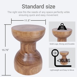 TORMAYS HOME Wooden Side Table Tree Stump End Table Solid Wood Stool Natural Plant Stand Small Rustic Nightstand Handmade Accent Table for Indoor Outdoor Spaces (Natural Color)