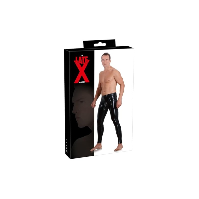 Late X Men's Smallleeve Latex Leggings, Large
