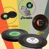 Retro Vinyl Record Coasters (24 Pcs) with 2 Holders –