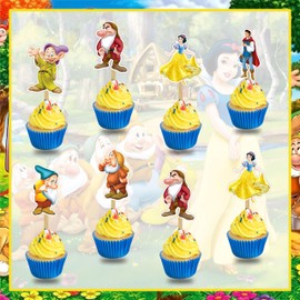Snow Whte and the Sven Dwafs Cupcake Topper – Fairytale Dessert Decorations for Princess-Themed Parties and Magical Celebrations