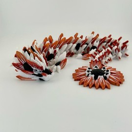Unique 3D Sunflower Dragon Decor Figurine - Color: White & Fire Petals