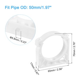 sourcing map 12Pcs PPR Water Pipe Clamps, Plastic U Shaped Pipe Clamps Clips with Fixing Clip Fit for 50mm/1.97" OD Water Pipes and Tubing Hoses Support, White