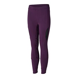 HORZE Kids Silicone Full Seat Equestrian Riding Tights with Cooling Mesh - Wineberry Purple - L