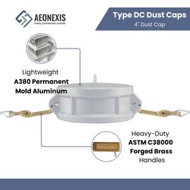 AEONEXIS 1PCS 4" Lightweight Camlock Fittings Type DC with Brass Handles - A380 Permanent Mold Aluminum, Cam Lock Corrosion-Resistant Dust Cap for Water/Oil Flow Systems