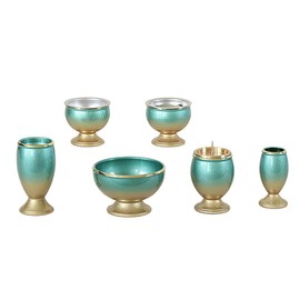 Modern Buddhist Tools "Meteoris" Green Gold, 6 Pieces, 2.5 Size, Brass, 6 Pieces