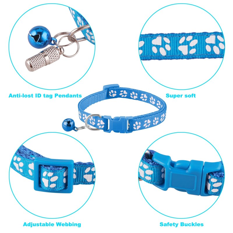Deetenks Cat Collars 19 Pack Footprint Cat ID Collars Adjustable