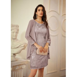 GRACE KARIN Women's Jacket Dresses for Women Sequins Glitter Banquets Dress 2025 Gray Purple L