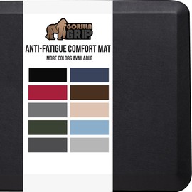 GORILLA GRIP Comfortable Cushioned Kitchen Mats for Floor, Waterproof and Stain Resistant Soft Top, 3/4 Inch Thick Ergonomic Standing Desk Anti Fatigue Mat, Foam Supports Ankles and Feet, 17x24, Black