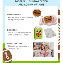 DolliBu Pink Whale Stuffed Animal with Football Plush - Soft Huggable Whale Plush Toy, Cute Ocean Life Gift, Plush Doll Animal Toy for Kids and Adults with Name Personalization - 7 Inches