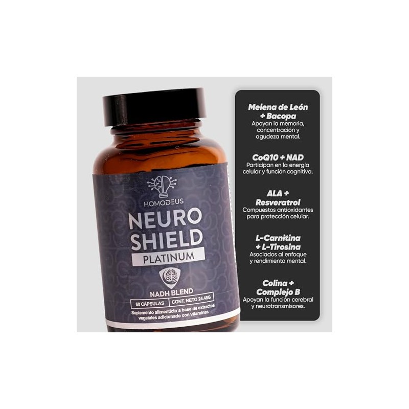 Protector Neuro: Melena de León, Bacopa, NADH Nootrópico Premium 60