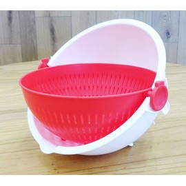 Kokubo Kogyo KK-310 Drainer Colander, Gray, Approx. 10.0 x 10.0 x 5.4 inches (257 x 255 x 138 mm), Spin Wheel Colander, Large