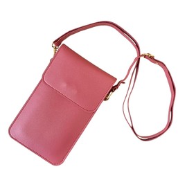 mauve Women's Mini Shoulder Bag with Window, Crossbody Hanging, Small, Smartphone Shoulder, Pink