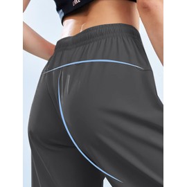 Hidkat Women's Sports Jogging Pants with Zipper Pocket Women's Hiking Fitness Tracking Workout Pants Grey