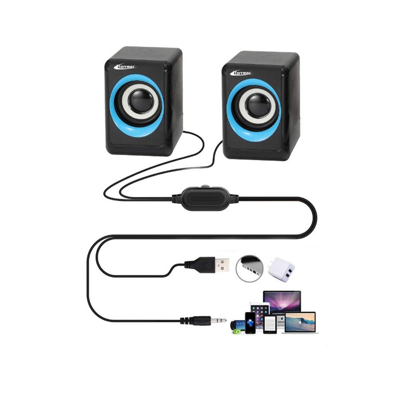 axGear Portable Speaker USB Multimedia Powered Wired Mini Surround Subwoofer