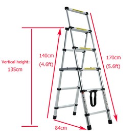 4+5 Steps(4.6ft + 5.6ft) AluminiumTelescoping Ladder Extension Ladder A-Frame Telescopic Ladder Multi-Purpose Collapsible Ladder for Household Daily Or Hobbies 330 Lb Capacity