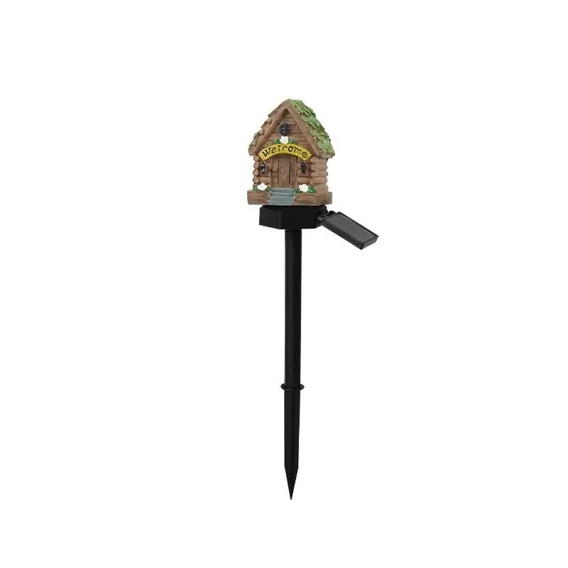 Solar Cartoon House LED Garden Stake Light, Warm Yellow Outdoor