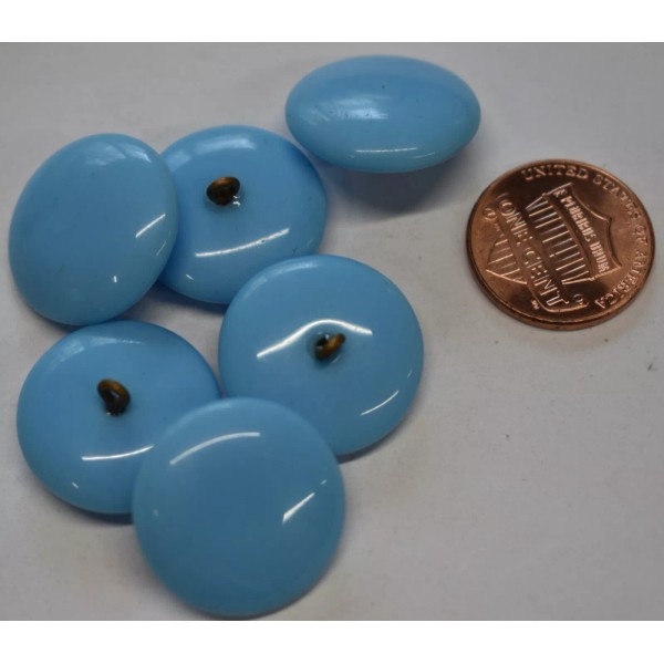 VINTAGE LARGE LIGHT BLUE OPAQUE GLASS BUTTONS VINTAGE round STONES