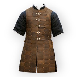 KAMSEE Viking Cosplay Armor, Medieval Leather Breastplate, LARP Costume, Renaissance, Reenactment Brown (Large)