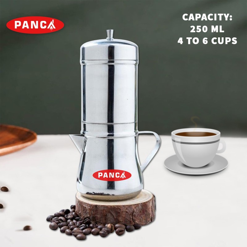 PANCA Stainless Steel Premium Filter Coffee Maker With Handle, Mocha