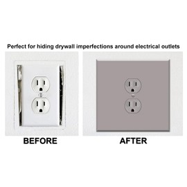 OVERSIZED Metal Outlet Cover, 2 Gang Jumbo Electrical Outlet Cover Plate (for 1 Centered Device), Wall Plate Cover for Duplex Outlets, Steel Painted Grey - UL Listed, 5.5" x 5.5" - Made in USA