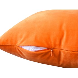 Lutanky Velvet Soft Throw Pillow Case Decorative Square Cushion Covers for Sofa Bedroom Living Room 20" X 20" （50 x 50 cm） Set of 2 Orange