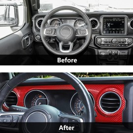 ETL INDUSTRIES Center Console Trim Dashboard Panel Cover for Jeep Wrangler JL JLU & Gladiator JT 2018-2023 Decorative Interior Accessories (Red)