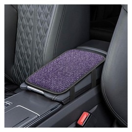 DUSCOKE Car Center Console Armrest Pad, Linen Fabric Auto Armrest Box Protector Cover, 11.6 × 7.7 Inch Vehicle Middle Console Mat, Universal Interior Decoration Accessory for Car, SUV, Truck (Purple)