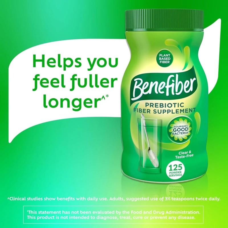 Benefiber Daily Prebiotic Fiber Supplement Powder 125 Servings (Pack of