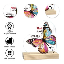 Christian Gifts for Women Birthday - Inspirational Butterfly Christian Desk Acrylic Decor Sign - 4×4.4 Inches - Religious Spiritual Gift for Friends Mom Sister Girl Female Coworker