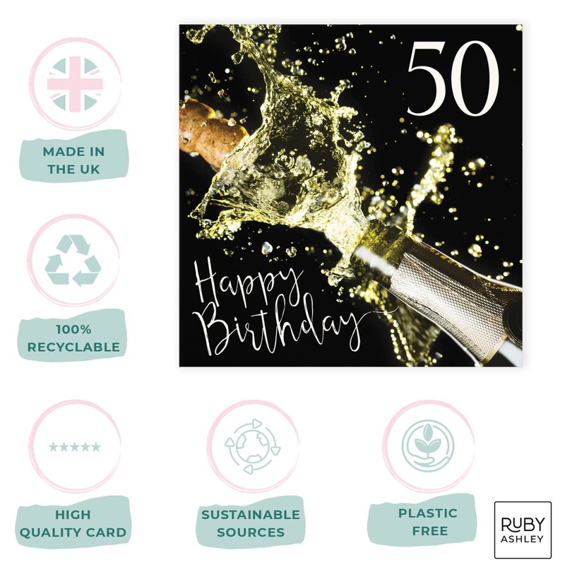 Ruby Ashley 50th Birthday Card for Women & Men Recyclable