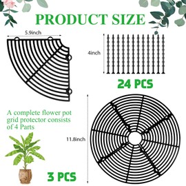 Sawysine 3 Pcs Plant Pot Cover Plant Protector from Animal Plant Pot Grid with Center Cutout Flower Cover Soil Protectors for Plants (Black,11.8 in)