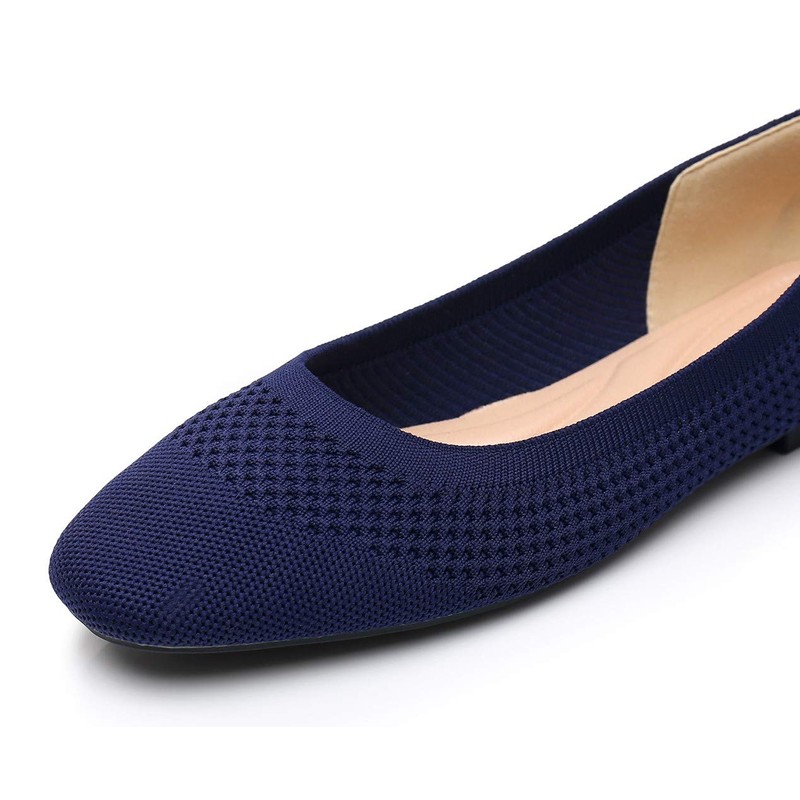 VenusCelia Zapato plano de punto flexible para mujer, Azul Marino,