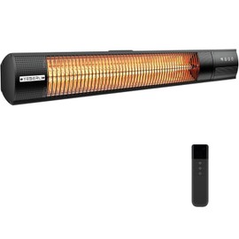 YESERLl Electric Patio Heater with Remote Control- 1500w Outdoor Heater Fast Heating with 3 Power Setting, Wall Mounted Carbon Infrared Quiet - IP65 Waterproof and 24H Timer for Snow Outdoor