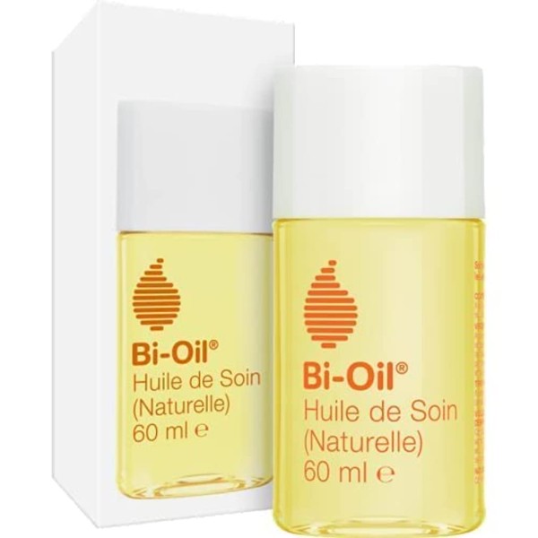 Bi-Oil Huile de Soin Naturelle - Soin spécialisé pour les vergetures, cicatrices, peau sèche et teint irrégulier - Formulation 100% naturelle - Idéal pendant la grossesse - 1 x 60 ml