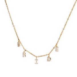 Decentraland Bachelorette Gifts for BRIDE Letter Necklace Gold Charm Letter Cubic Zirconia Jewelry Choker Wedding Bride Boyfriend Bridesmaid Gift Party Accessories, Acrylic, Cubic Zirconia