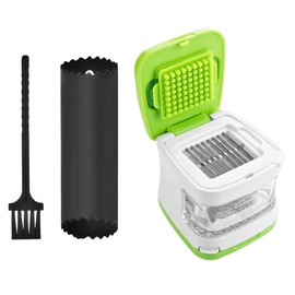 Garlic Press, Stainless Steel Garlic Press, Garlic Cutter, Comes with a Garlic Peeling Tool, Easy to Use and Clean, Suitable for Pressing Garlic and Ginger