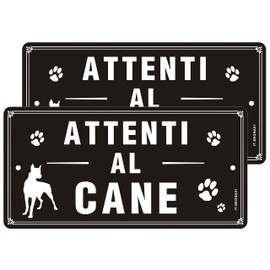 Cartello Attenti al Cane Metallo Riflettente 30 x 15 cm Cartello Attenti al Cane Alluminio Targhetta Attenti al Cane Vintage Cartelli Attenti al Cane Stampato con Impronte di Cane 2PZ
